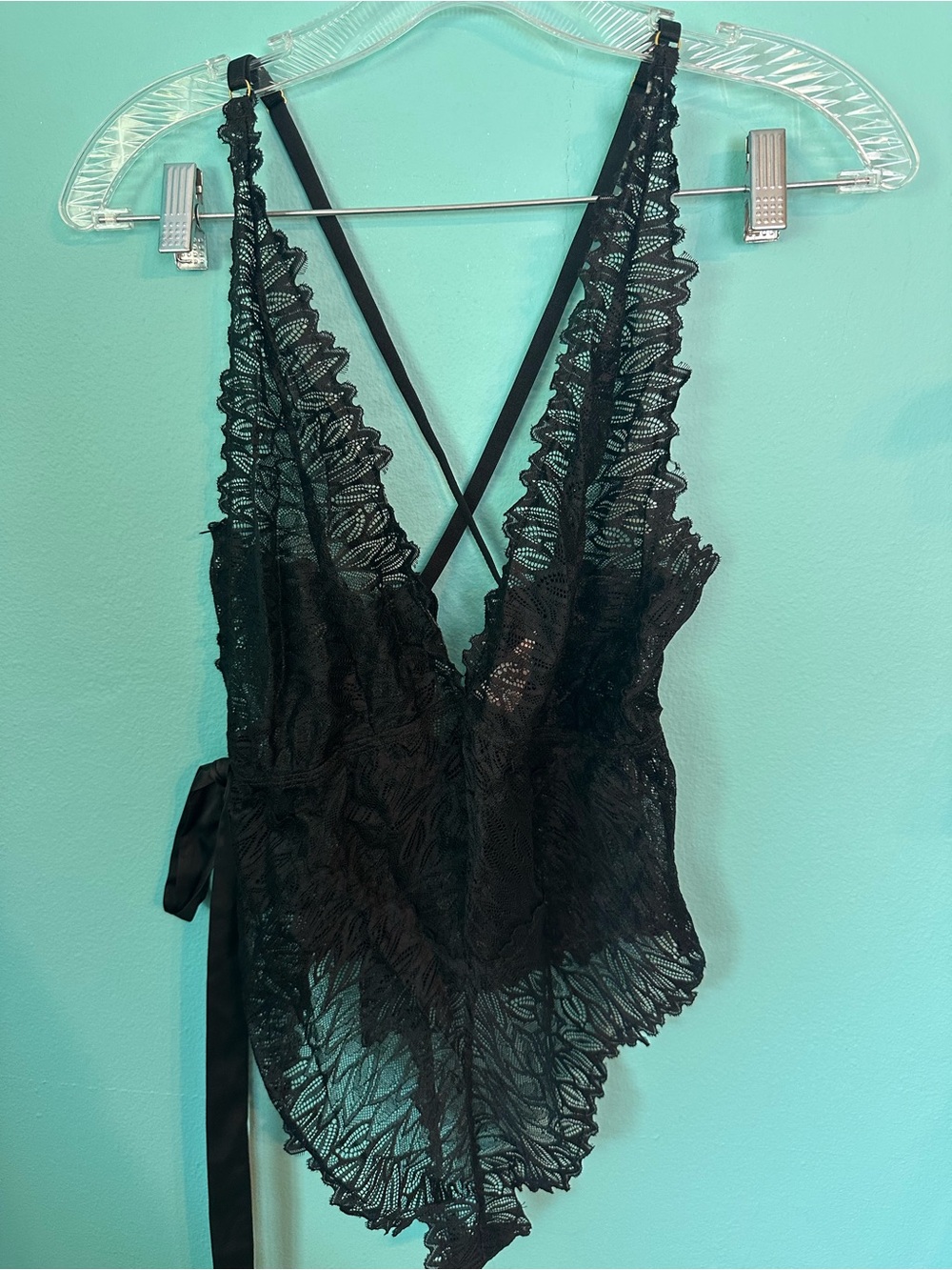 HUSTLER Hollywood Super Sexy Lace Tie Bodysuit 12